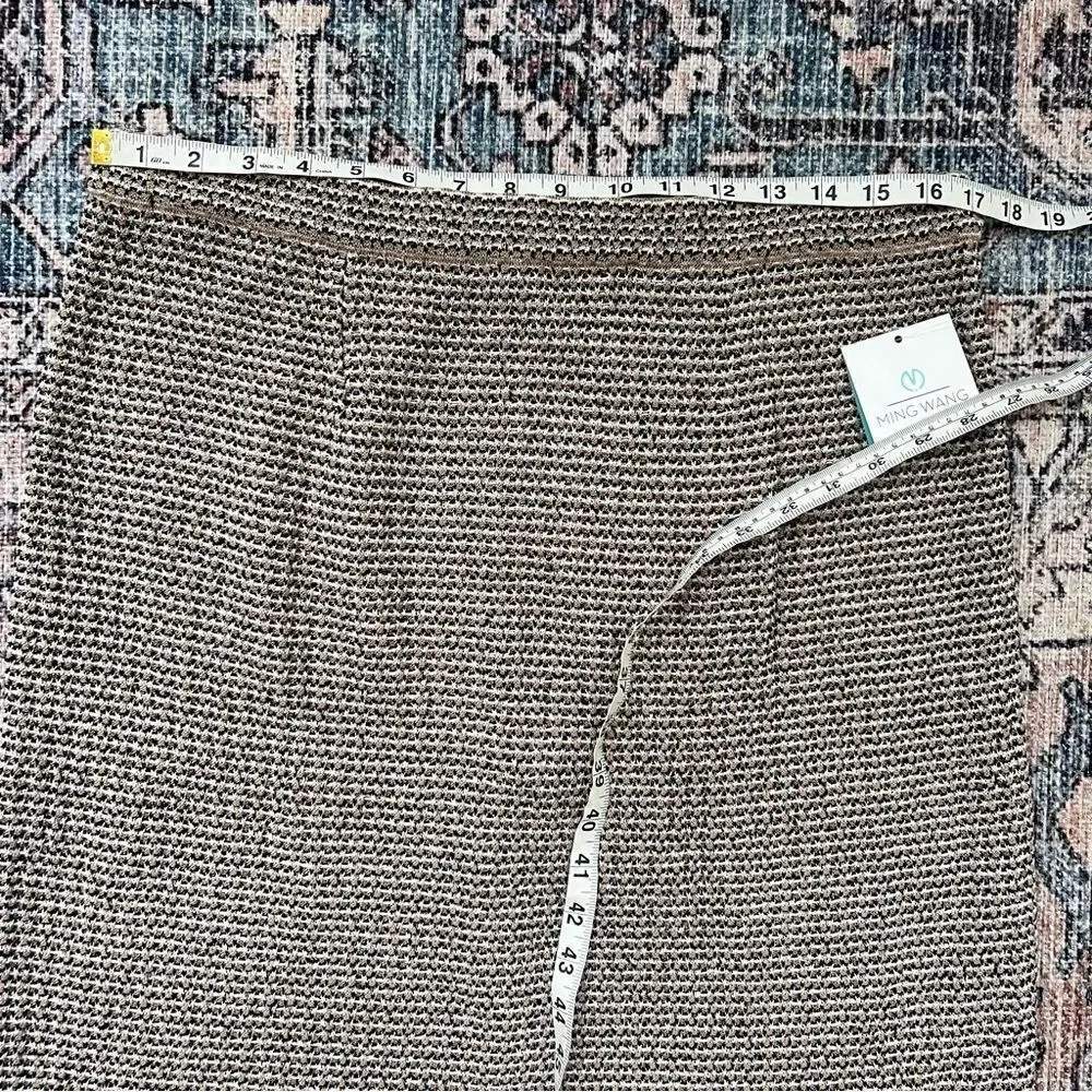 Ming Wang NWT A-Line Tweed Knit Skirt Size Large Dark Umber/Twig/Black/Ivory